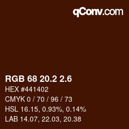 カラーコード: RGB 68 20.2 2.6 | qconv.com