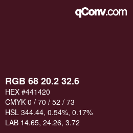 カラーコード: RGB 68 20.2 32.6 | qconv.com