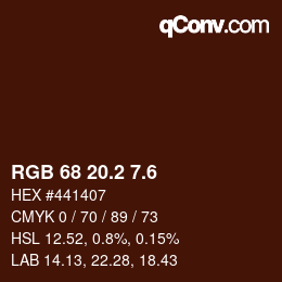 カラーコード: RGB 68 20.2 7.6 | qconv.com