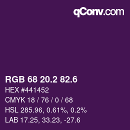 カラーコード: RGB 68 20.2 82.6 | qconv.com