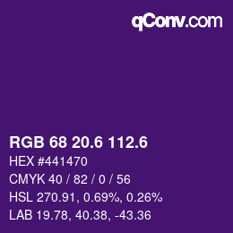 カラーコード: RGB 68 20.6 112.6 | qconv.com