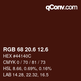 カラーコード: RGB 68 20.6 12.6 | qconv.com