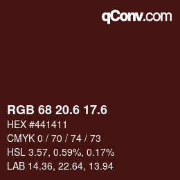 カラーコード: RGB 68 20.6 17.6 | qconv.com
