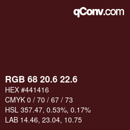 カラーコード: RGB 68 20.6 22.6 | qconv.com