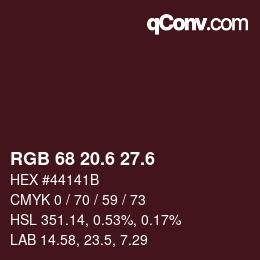 カラーコード: RGB 68 20.6 27.6 | qconv.com