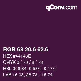 カラーコード: RGB 68 20.6 62.6 | qconv.com