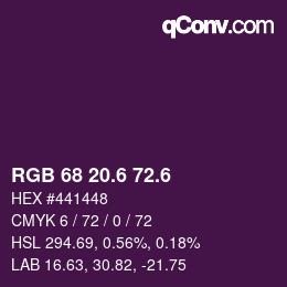 カラーコード: RGB 68 20.6 72.6 | qconv.com