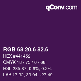 カラーコード: RGB 68 20.6 82.6 | qconv.com