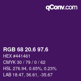 カラーコード: RGB 68 20.6 97.6 | qconv.com