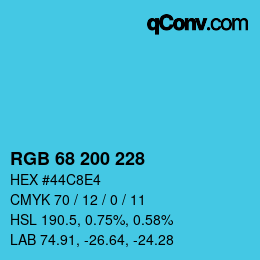 颜色代码: RGB 68 200 228 | qconv.com