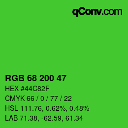 Color code: RGB 68 200 47 | qconv.com