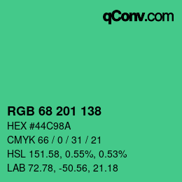 Color code: RGB 68 201 138 | qconv.com