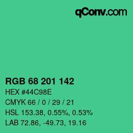 Color code: RGB 68 201 142 | qconv.com