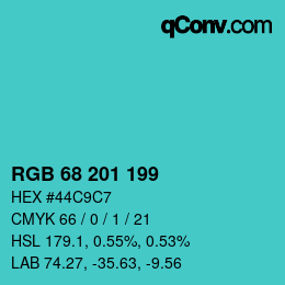 Color code: RGB 68 201 199 | qconv.com