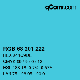Color code: RGB 68 201 222 | qconv.com