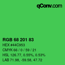 Color code: RGB 68 201 83 | qconv.com