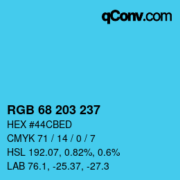 Color code: RGB 68 203 237 | qconv.com