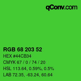 Color code: RGB 68 203 52 | qconv.com
