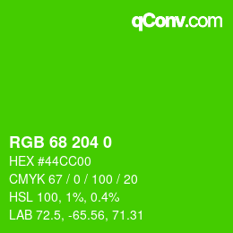 颜色代码: RGB 68 204 0 | qconv.com