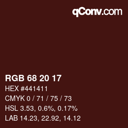 Color code: RGB 68 20 17 | qconv.com