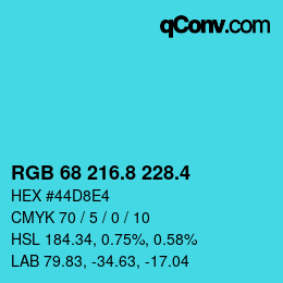 カラーコード: RGB 68 216.8 228.4 | qconv.com