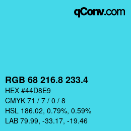 カラーコード: RGB 68 216.8 233.4 | qconv.com