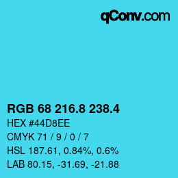 カラーコード: RGB 68 216.8 238.4 | qconv.com