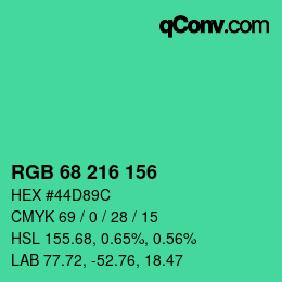 カラーコード: RGB 68 216 156 | qconv.com
