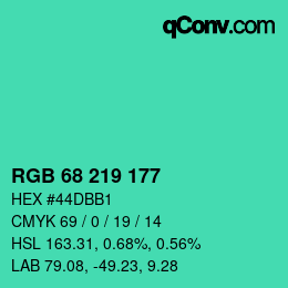 Color code: RGB 68 219 177 | qconv.com