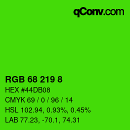 カラーコード: RGB 68 219 8 | qconv.com