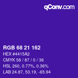Color code: RGB 68 21 162 | qconv.com
