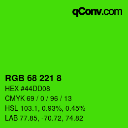 カラーコード: RGB 68 221 8 | qconv.com