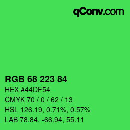 Color code: RGB 68 223 84 | qconv.com