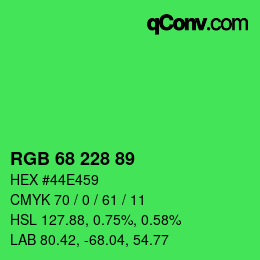 颜色代码: RGB 68 228 89 | qconv.com