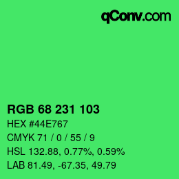 Color code: RGB 68 231 103 | qconv.com