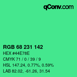 Color code: RGB 68 231 142 | qconv.com