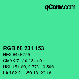 Color code: RGB 68 231 153 | qconv.com