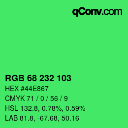 Color code: RGB 68 232 103 | qconv.com
