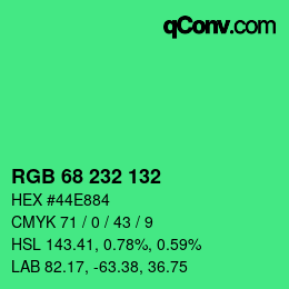 Color code: RGB 68 232 132 | qconv.com