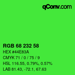 Color code: RGB 68 232 58 | qconv.com