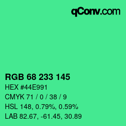 Color code: RGB 68 233 145 | qconv.com