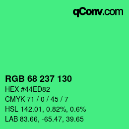 Color code: RGB 68 237 130 | qconv.com