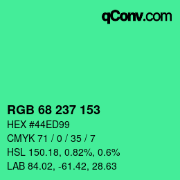 Color code: RGB 68 237 153 | qconv.com