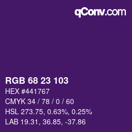 Color code: RGB 68 23 103 | qconv.com