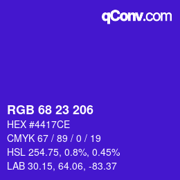 カラーコード: RGB 68 23 206 | qconv.com