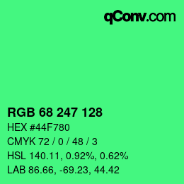 カラーコード: RGB 68 247 128 | qconv.com