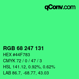 Color code: RGB 68 247 131 | qconv.com