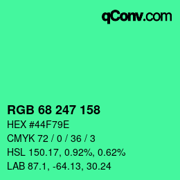 Color code: RGB 68 247 158 | qconv.com