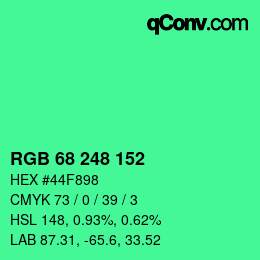 Color code: RGB 68 248 152 | qconv.com
