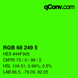 Color code: RGB 68 249 5 | qconv.com